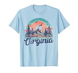 Virginia USA Outdoor Vintage Virginia T-Shirt Blue Small V-Neck Short Sleeve Retro Women's Unisex-Adults Unisex-Kids