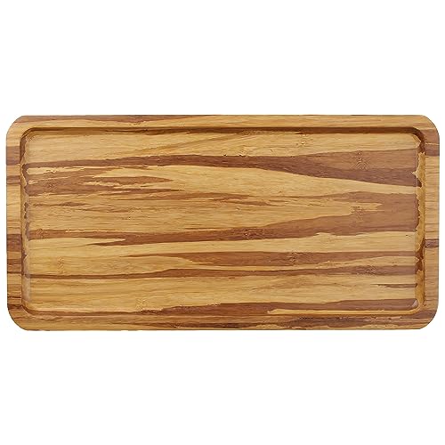 BambooMN Rectangular Bamboo Serving Tray - Tiger Stripe - 11 x 5.5 x 0.6