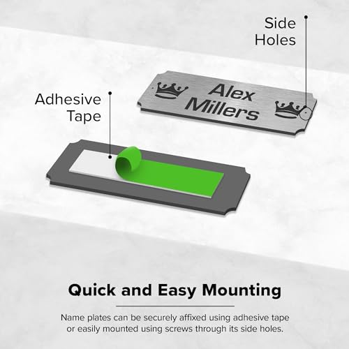 Image of Custom Engraved Name Plate, Personalized Brushed Aluminum /Black Name Plaque, 2x6 Inches, Durable Engravable Impact Material, Made in The USA by My Sign Center