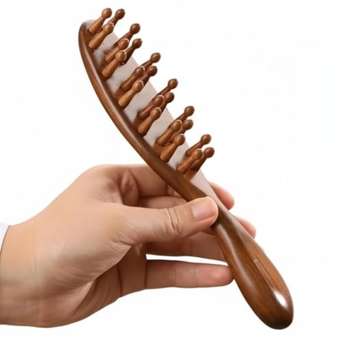 Image of Beaute Secrets Wooden Scalp Massager Hair Growth Brush | Sandalwood Head Massager & Stress Relief Comb | Anti-Dandruff Scalp Exfoliator | Gua Sha Massage Brush for Men & Women, Brown