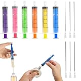 WXS-CHALL 6 Pack-10ml Plastic Perfume Syringe Extracto Decanter Kit with Blunt Stainless Needle Tip, Suitable for Perfume、Ink、Pen、Printer Filling, Refillable Liquid Dispensing and Measuring.