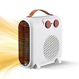 Calefactor Aire Caliente Portátil - Calentador Bajo Consumo Vintage - Calefactor para Baño y Hogar - Estufa Ventilador Silencioso Regulable con 2 Potencias de Calefacción, 1000w y 2000w (BLANCO)