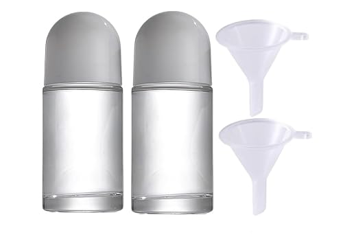 WsjiaboFux 2 Pcs 50ml/1.7oz Roll-on Deodorant Bottles Perfume Essential Oil Roller Bottles DIY Travel Deodorant Container With Plastic Roller Ball(white)
