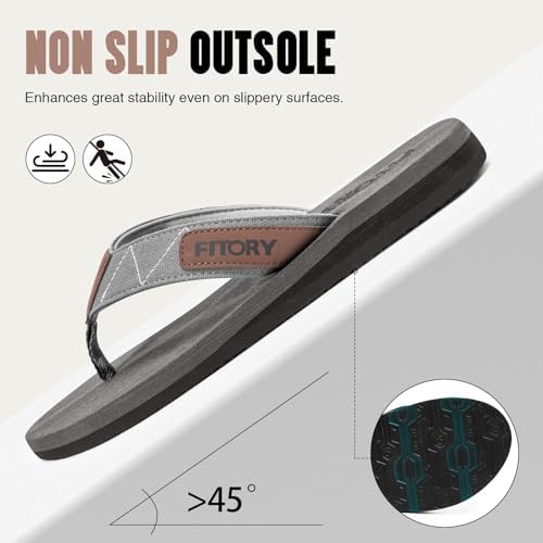 FITORY Men's Flip-Flops Arch Support Thongs Comfort Slippers for Beach Size 7-13