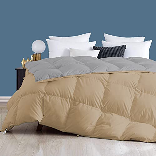 Image of Day Care - 400 GSM Hotel Quality-Down Alternative Reversible Comforter (90 inch x 90 inch Inches /228cm x 228cm) - Comforter Queen Size|Silver /Beige| TC - 450
