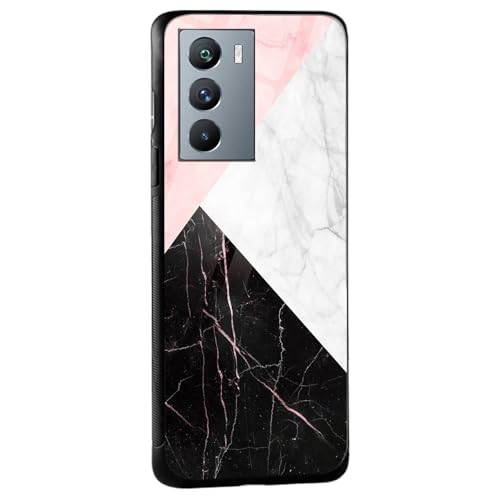 Image of COLORflow Back Cover Compatible with iQOO 9 SE 5G | Beautiful Marble Black White Pink | Shockproof TPU Bumper Cover with Camera Protection Back Cover Compatible with iQOO 9 SE 5G