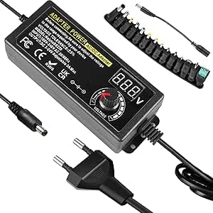 Alimentatore da 72W Regolabile DC 3V ~ 24V, Adattatore Universale AC/DC Variabile, Convertore da 100V-240V AC a DC  44