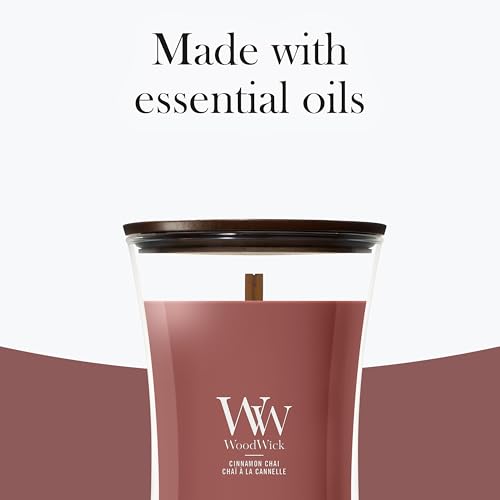 Image of WoodWick Cinnamon Chai Holiday Candle Gifts for Women and Men, 21.5 oz Large Hourglass Candle with Crackling Wick
