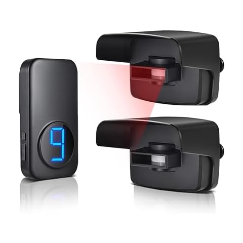 Driveway Alarm Motion Sensor, Bistee 600FT Range Wireless Driveway Alarm Outdoor Weather Resistant - Home Security Alert System Infrared Monitor & Protect Outside Property - 1 Receiver & 2 Sensors Cover