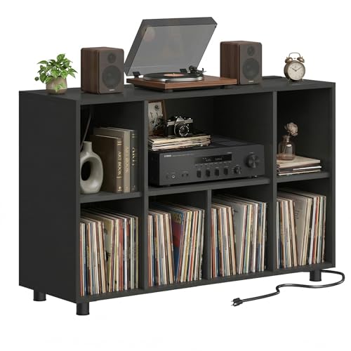 Record Player Stand with Charging Station