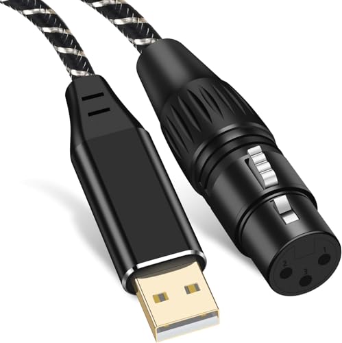 Puzkom USB Microphone Cable, 6.6FT XLR to USB Cable,XLR Female to USB A Mic Link Converter Cable for...