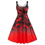 Horror de Halloween de miedo 2023 Y29K Vestido Sin Mangas de las Mujeres Vestido de Camiseta de Manga con Impresión de Halloween Vestido de Embarazo, NARANJA, L