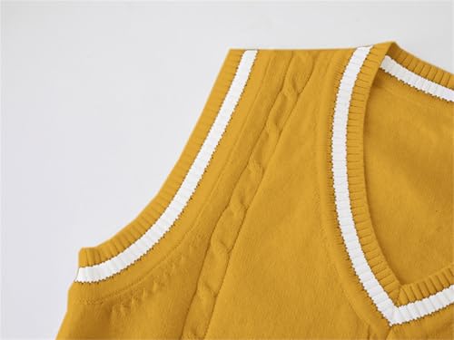 SANGTREE Women & Kids Uniform V Neck Cable Knit Sleeveless Sweater Vest3