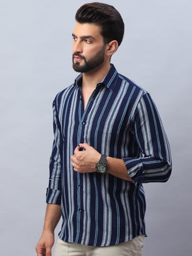 Image of Indian Needle Men's Striped Regular Fit Shirts