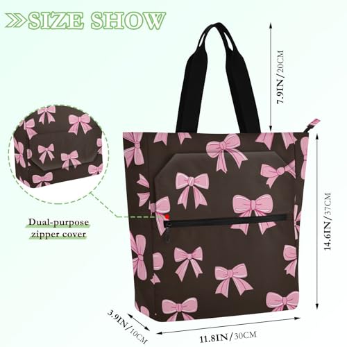 Decorative Kids Book Tote for Boys Girls Women, Elegant Bow Cute Cartoon Sturdy Heavy Duty Teacher Tote Bag Library Bag for School Shopping Travel Rainbow de tela para2