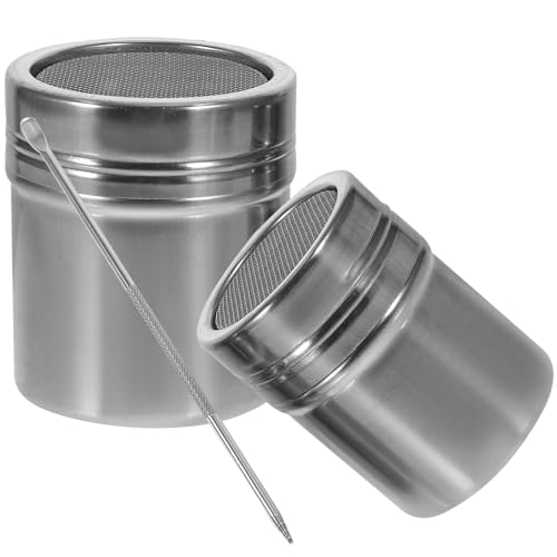 SMASOLO Espolvoreador de Café de Acero Inoxidable Juego de 3 Piezas Tamaño Pequeño y Mediano Aguja para Decorar Dispensador Multiusos para Polvo de Condimentos Cocina y Restaurante