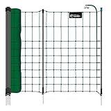 VOSS.farming farmNET+ 25m Kleintiernetz 65cm 11 Pfähle 1 Spitze Kaninchenzaun Elektronetz Grün