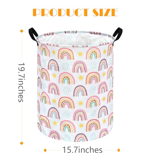 Image of MAIZMZ Kids Rainbow Hamper Laundry Basket Storage Bins Gift Organizer Clothes Toy Box Large Canvas Collapsible Chest for Home /Dorm /Kitchen /Pet /Office /Closet /Shelf /Room Decor