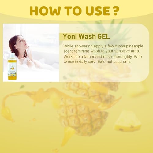 Image of Yoni Wash Feminine Wash for Women PH Balance, Vaginal Wash for Vagina Moisturizing, Summer Feminine Care Intimate gel for Hygiene, Body Wash Shower Gel, Pineapple Scent Intimate shower gel 6.7 fl.oz