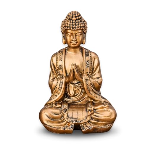 Estatua de Buda de Oro Meditación – Estatuilla Decoración Zen y Feng Shui – Aporta Espiritualidad a tu Interior y Ambiente Relajante – Estatua de la Cartera – Altura: 12cm – Zen'Light