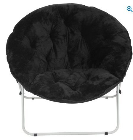 Oversize Saucer Faux-Fur Chair (Black) (Oversize, Black)