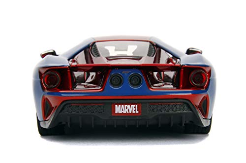 Jada Toys Marvel 1:24 2017 Ford Gt Die-Cast Car With 2.75" Spider-Man Figure, Toys For Kids And Adults, Red/Blue (99725) #TOP5