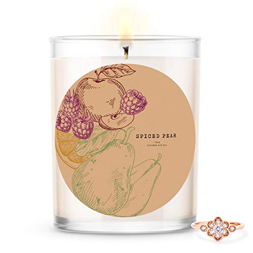 Kate Bissett Baubles Spiced Pear Scented Premium Candle And Jewelry With Surprise Ring Inside | 18 Oz Large Candle | Fall Collection | Made In The Usa | Parrafin Free Size 06 #TOP16