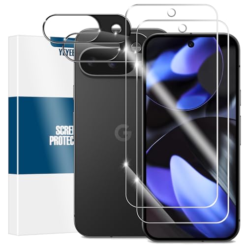 YEYEBF Screen Protector for Google Pixel 9 [2+2 Pack] Tempered Glass for Pixel 9 & Camera Lens Protectors[Ultrasonic Fingerprint Unlock] [Case Friendly] [Bubble-Free] 6.3 Inches