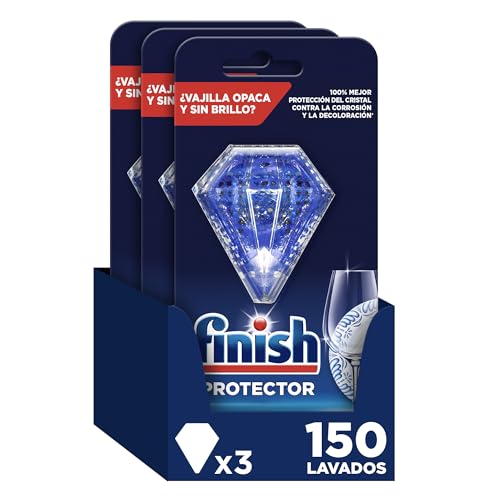Finish Protector Lavavajillas - Protección del cristal y los colores de la vajilla, 3 unidades, hasta 150 lavados
