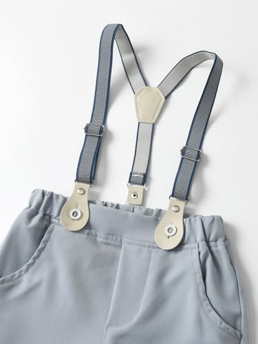 Image of Boarnseorl Baby Boys Pants Sets, Infant Long Sleeve Shirt + Pants + Bow Tie + Suspenders Outfits