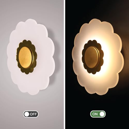 Image of Blossom Glow 3-in-1 LED Wall Light | Modern Fancy Lights for Living Room, Bedroom Wall Decor, Home Decoration Items & Indoor Flower Shape Night Lamp (Golden Accent, Pack of 2)