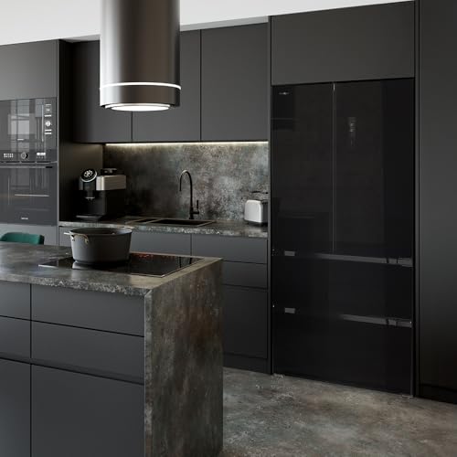 Cecotec Kühlschrank Französische Tür 436L - Bolero CoolMarket FD 436 Black Glass E. Klasse E183 cm hoch und 83,6 cm breit, Inverter Plus Kompressor, Total No Frost, Türalarm, Fast Cooling und Freezing