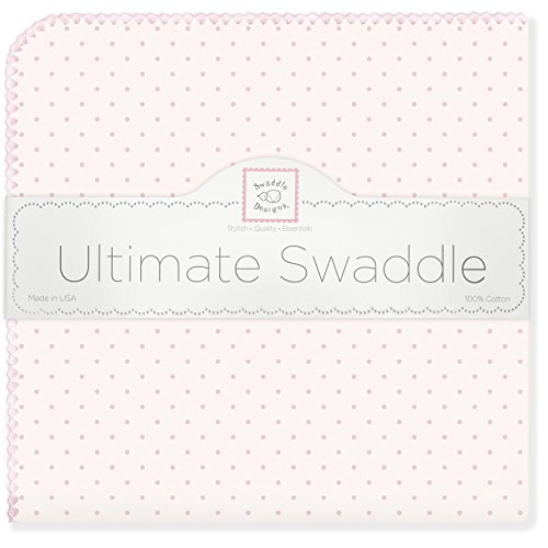 SwaddleDesigns Ultimate Winter Swaddle, X-Large Receiving Blanket, Made in USA, Premium Cotton Flannel, Pastel Polka Dots on Pastel Pink (Mom's Choice Award Winner)