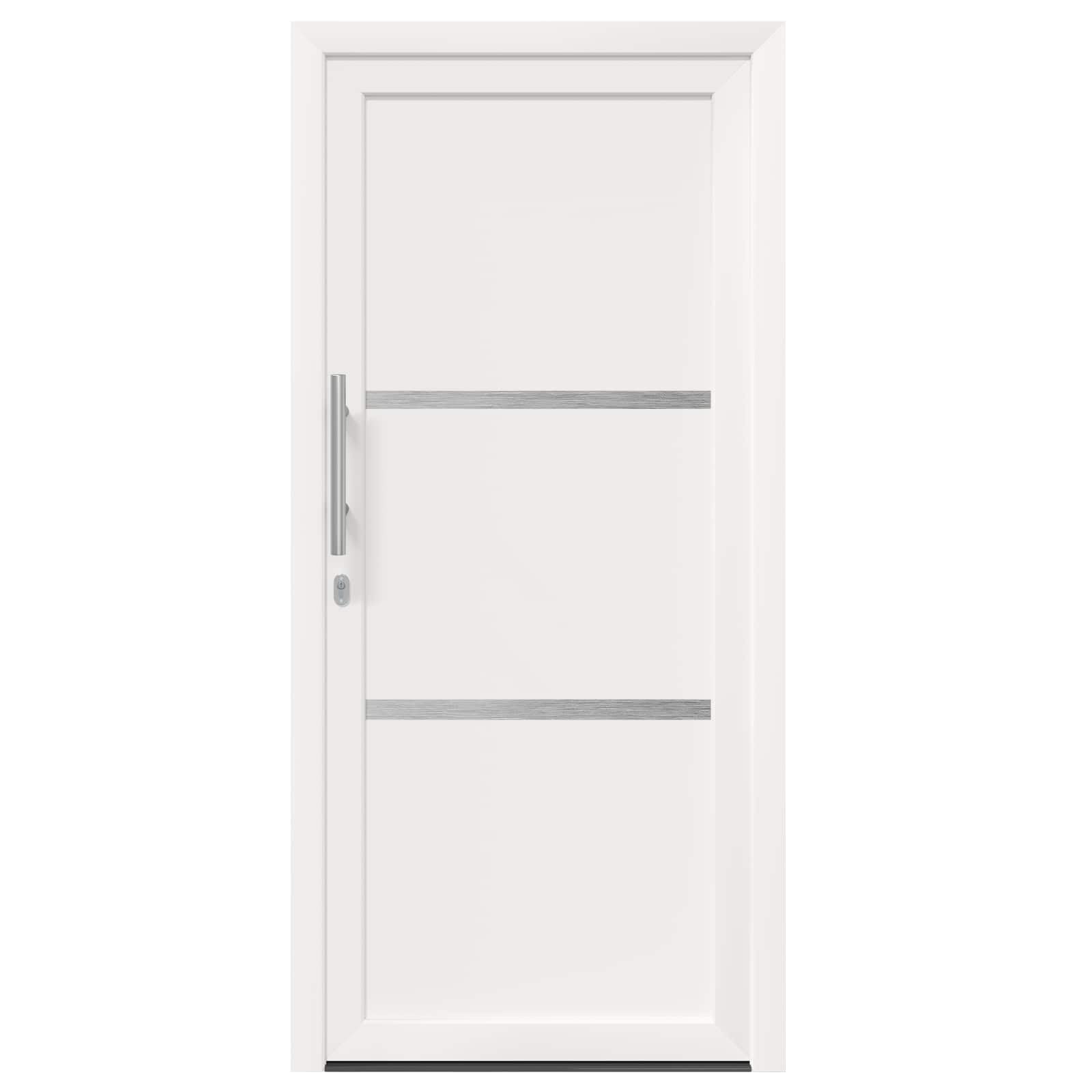 Porte d'entrée blanche en PVC 98 x 208 cm résistante avec vitrage sécurité pour maison appartement façade intérieure extérieure