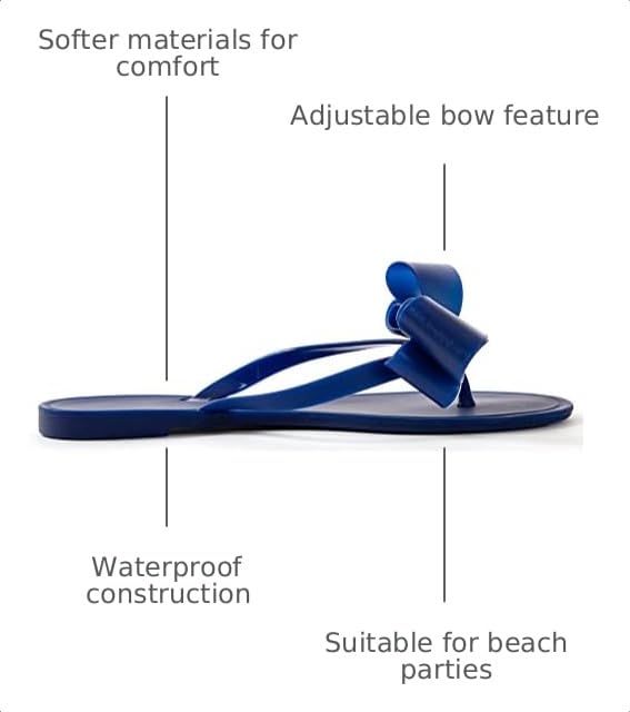 Image of Mtzyoa Women Flip-Flops Flat Sandals Jelly Bow Beach Flat Rivets Rain Cute Dressy Summer Sandals