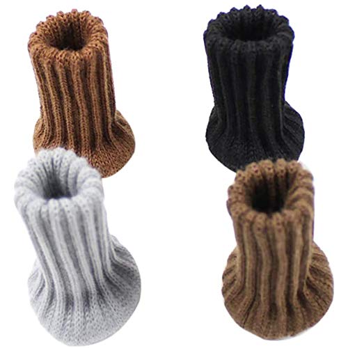 POFET 24pcs Chair Leg Socks Furniture Leg Socks Knitted Furniture Caps Set Non-slip Chair Leg Floor Protectors Chair Feet Covers Black - Image 2