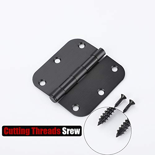 Jqk Door Hinges Black, 3 1/2" Door Hinge Rounded 3.5 Inch X 3.5 Inch 5/8" Radius Corners Interior Door Hardware Matte Black, 3 Pack, Hdh200-Bk-P3 #TOP2