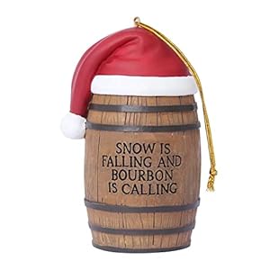 Barrel Down South Bourbon Whiskey Christmas Tree Ornament – Funny Bourbon Ornament for Christmas, Holiday, Tree Decoration (Snow is Falling and Bourbon is Calling)