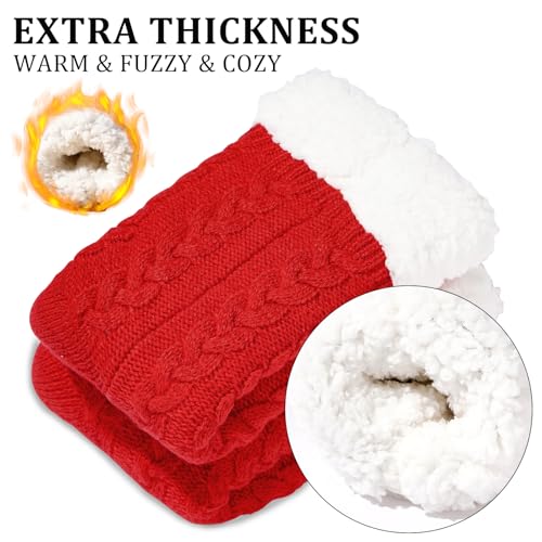 Image of Abodhu Warm Slipper Socks for Women - Fuzzy, Thick, Cozy Sherpa Lined Socks with Non-Slip Bottoms