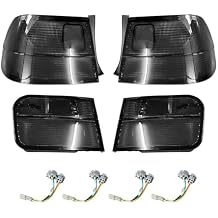 MGWILL Rear Tail Light Compatible with 1996 1997 1998 1999 2000 Honda Civic EX DX Si HX Coupe 2 Door Taillight Brake Lamp All Smoke Lens - 4 Pieces Set