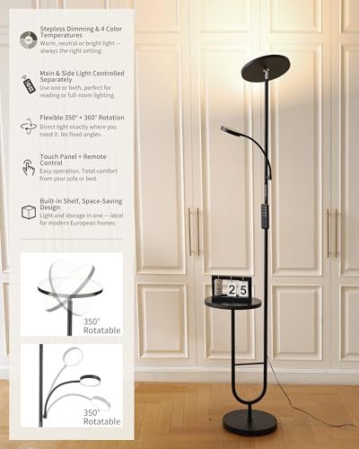 Lampadaire LED avec table 36W+7W dimmable et télécommande pratique - 2