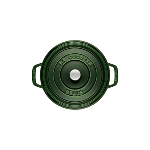 Image of Staub La Cocotte Round 40509-356 inchPico Cocotte Round, Basil Green, 9.4 inches (24 cm), Large, Two-Handed, Enameled Pot, IH Compatible