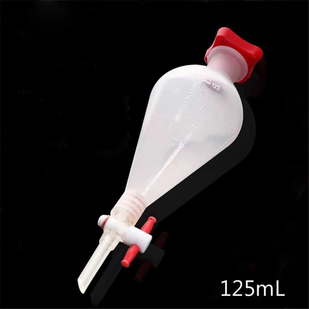 125 ml lejek z tworzywa sztucznego z korkiem PTFE, lejek PP, artykuły laboratoryjne, sprzęt laboratoryjny