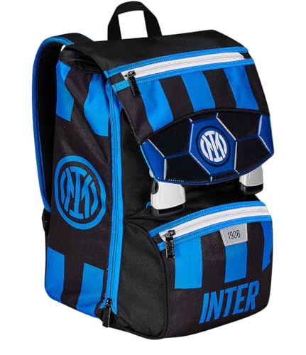 Seven Zaino Scuola Estensibile F.C. INTER Calcio - Fino Alla Vittoria, Nero Blu - Doppio Scomparto Sdoppiabile Con Zip e Tasca Porta Borraccia, Per Bambino