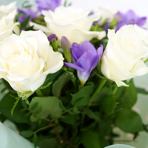 Elegant White Rose & Lilac Freesia Bouquet for Any Occasion - Image 4