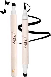 Confetti Beauty Too Cool for School Inked | 2 in 1 Black Eyeliner with Butterfly Stamp | Felt Tip Pen with Graphic Stamp |...
