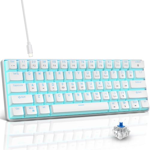 Image of Snpurdiri 60% Mechanical Gaming Keyboard (White, Blue Switches)