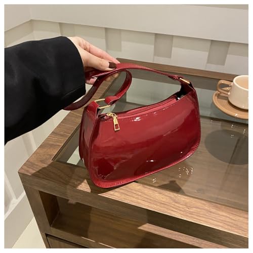 Image of Patent Leather Clutch Purse Shiny Evening Handbags for Women Armpit Shoulder Bag MINI Hobos