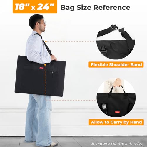 Image of Nicpro Light Weight Art Portfolio Bag, 18x 24 Inches Waterproof Art Portfolio Case with Shoulder & Handle Carry, for Artwork, Poster, Sketch Drawing, Canvas, Photography, Solar Panel Storage