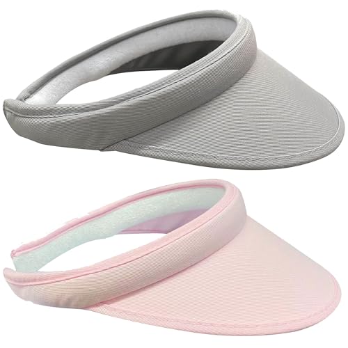 Image of 2 Pack Sun Visor Hats Women Men Clip On Wide Brim Visors Hat Outdoor Sports Golf Beach Travel Tennis Caps